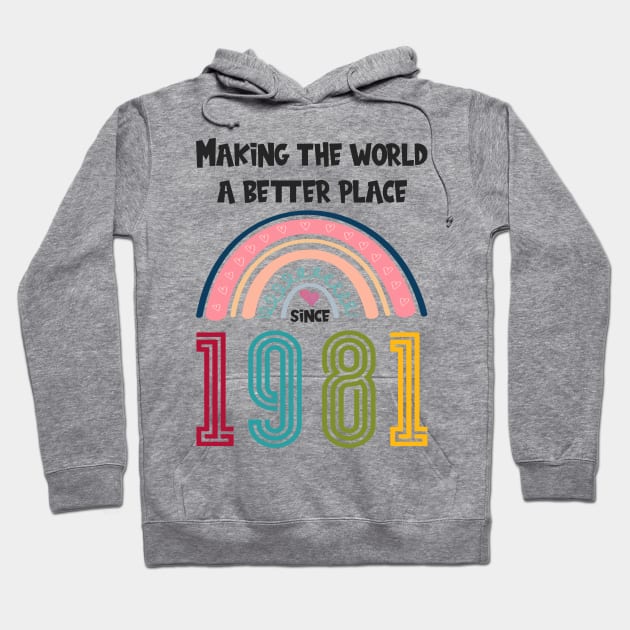 Birthday Making the world better place since 1981 Hoodie by IngeniousMerch